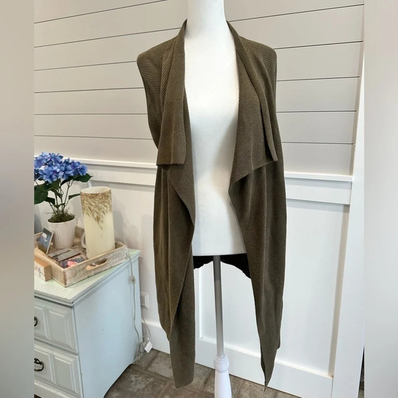 Loft Outlet‎ Cotton Vest Sweater Medium Olive - Picture 2 of 5